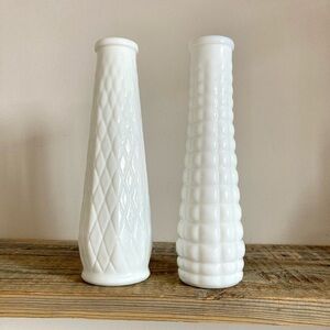 Vintage milk glass vases set of 2